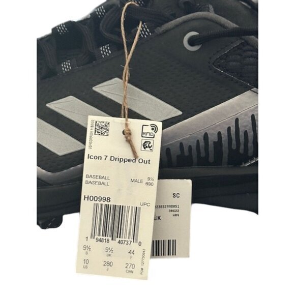 Adidas Icon 7 Dripped Out Metal Baseball Cleats Black Men's 10 New with Tags - Picture 7 of 12